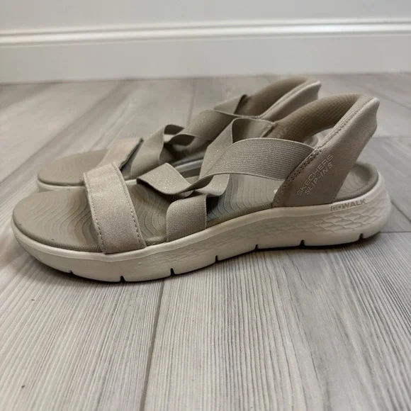Skechers Go Walk Flex Sandal Women's 9 Glimmer Up Slip Ins Taupe 141489 - Picture 1 of 10